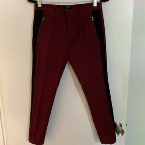 Banana Republic Burgundy slim pant with black tuxedo stripe